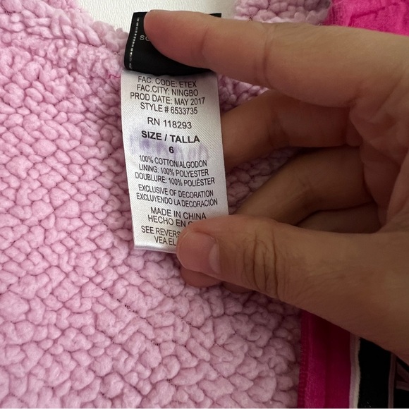 Harley-Davidson Kids Pink and Gray Zip Up Hoodie Fleece Lined-Size 6 Girls - Picture 8 of 9